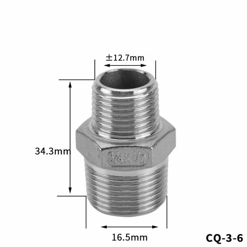 Stainless Steel BSP Male Thread Pipe Fitting Adapter Reducing Connector 1/2 3/4" - Picture 16 of 33