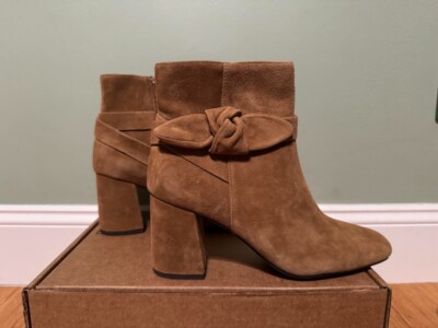Designer Bella Vita Women's Felicity Ankle Boots, Cognac Suede Leather, Size 10N