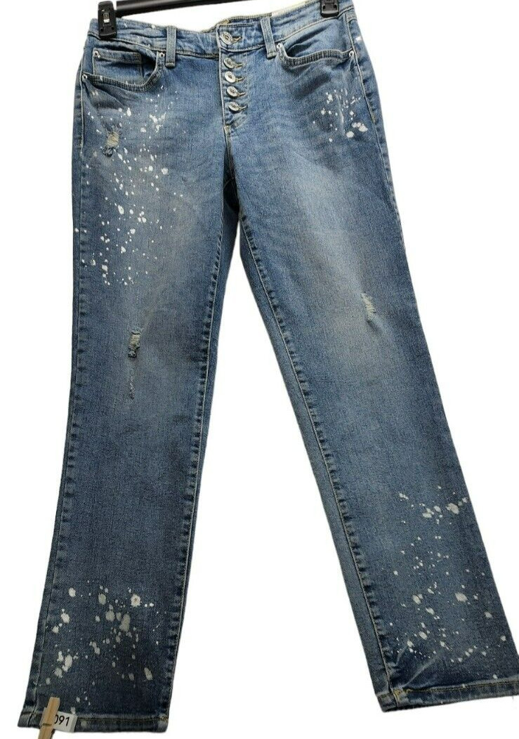 International Concepts  4/27 Core Denim Mid Rise Distressed Frayed     P091