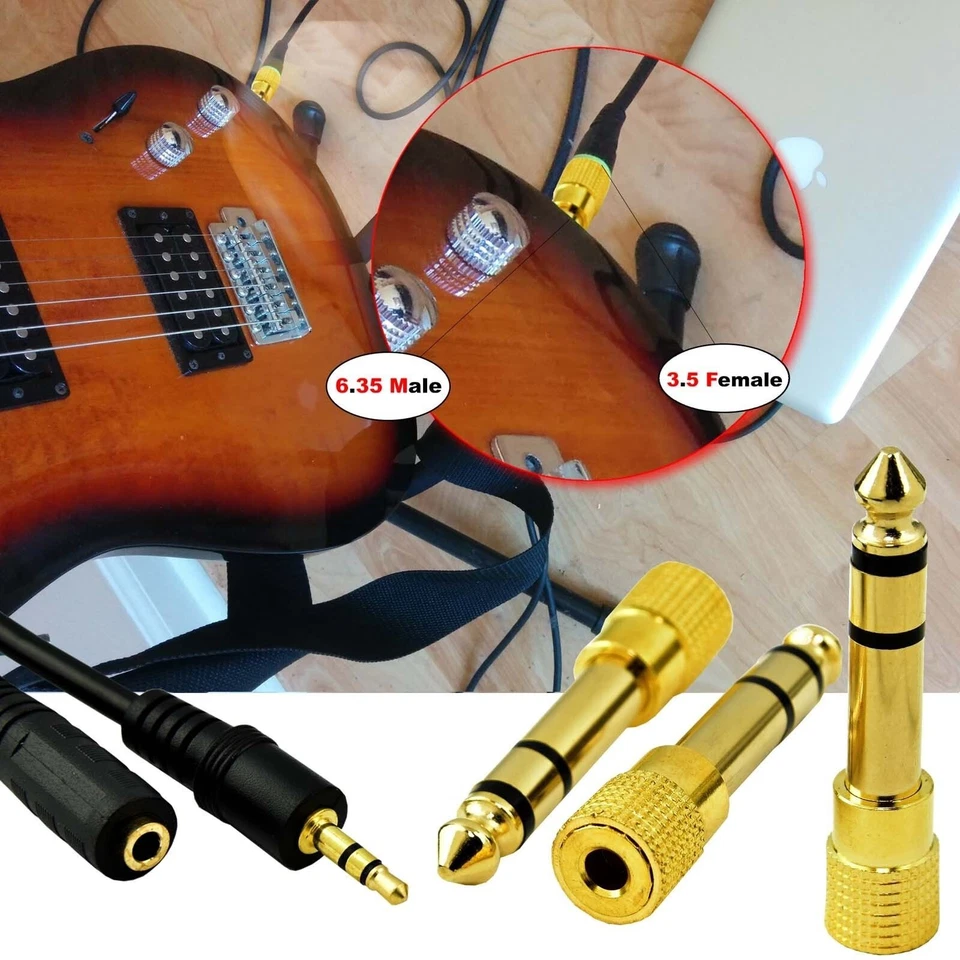 3.5mm Socket to 6.5mm male Jack Plug Audio Stereo Adaptor Gold Headphone Adapter - Image 4 of 4