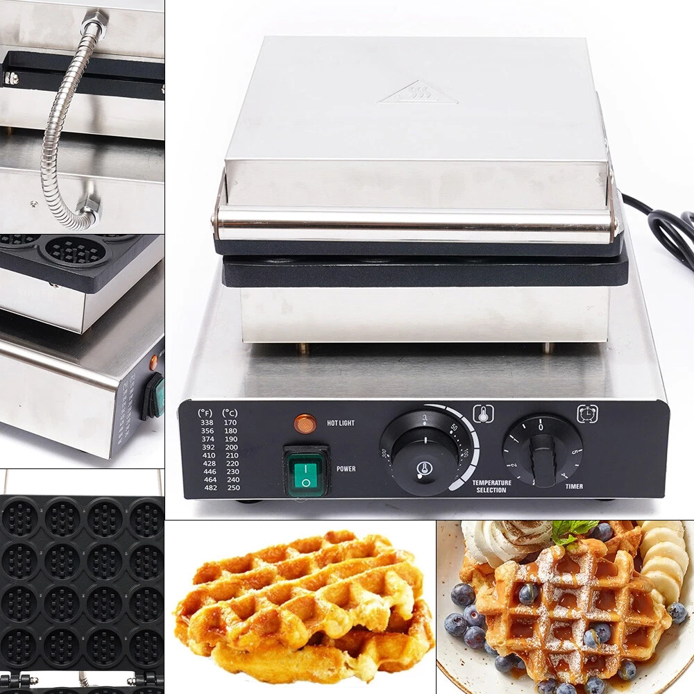 1750W Commercial Electric Waffle Maker Mini Round Waffle Baker Machine Non-Stick