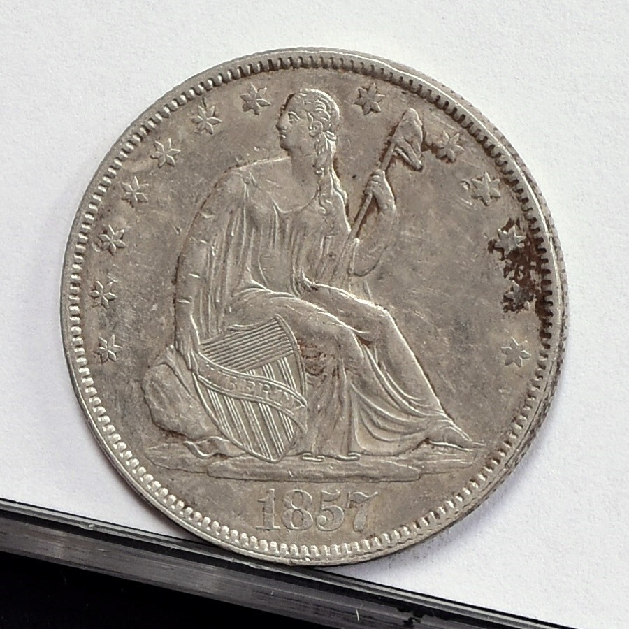 1857 Liberty Seated Half Dollar - Ch XF Details, Cleaned (#54159-H