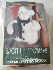 Simon The Snowbear Pattern Kit 9” Toy Stuffed Felt Bear Indygo Junction Designs