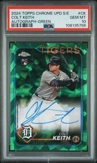 2024 Topps Chrome Update Sapphire Colt Keith Green Auto /99🔥PSA 10 🔥GEM MINT🔥