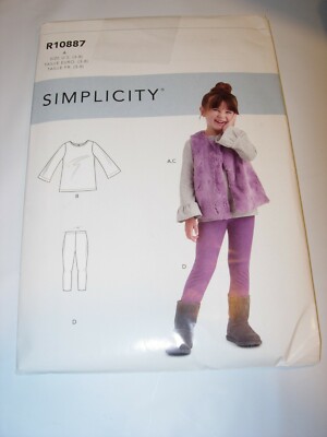 GIRLS CHILDS UNCUT SIMPLICITY R10887 Sewing Pattern VEST LEGGINGS TOP SIZE 3-8
