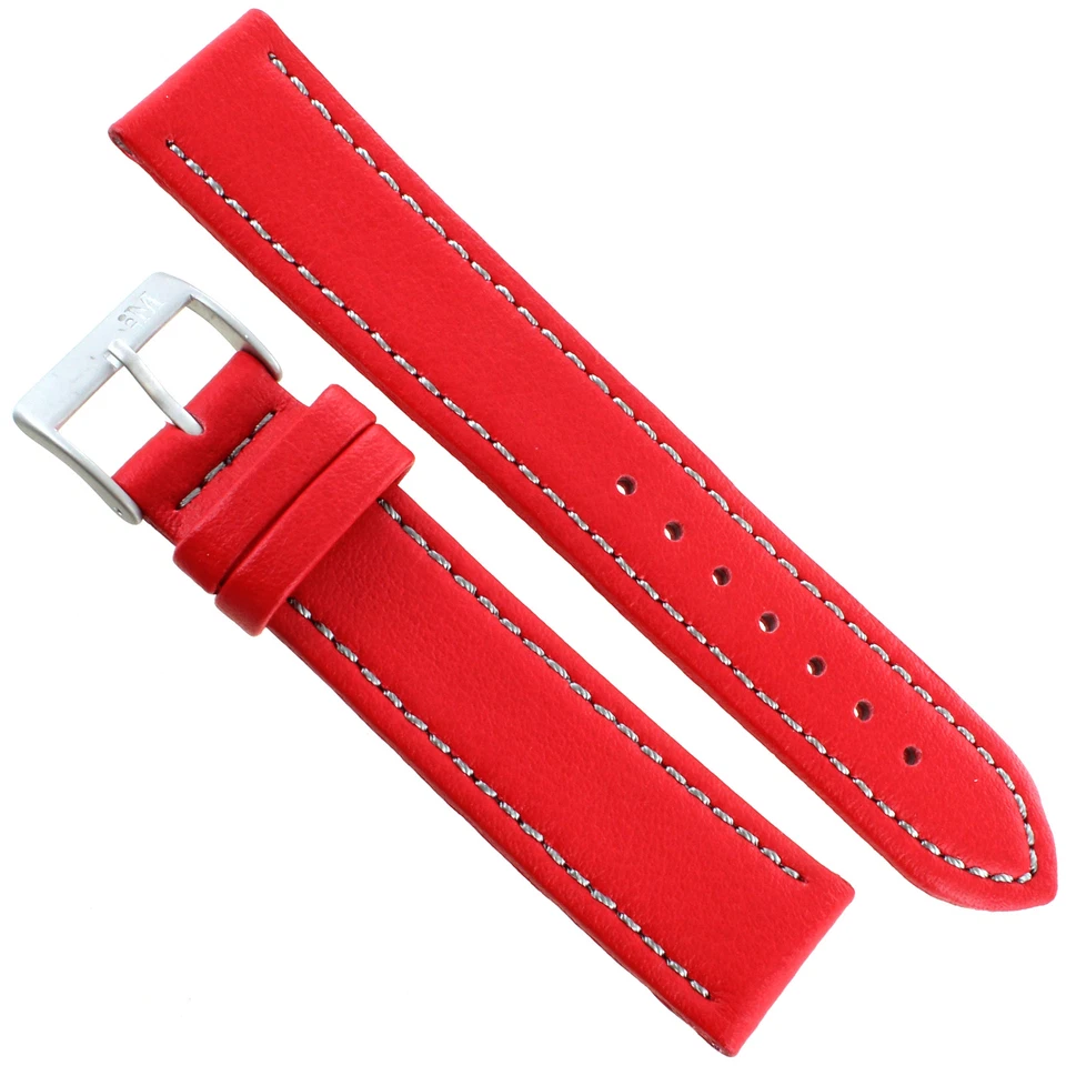 18mm Morellato Lorica Red Silver Stitched Synthetic Leather Padded Watch Band - Image 3 of 4