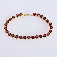 925 Sterling Silver Round Garnet Gemstone Tennis Bracelet Jewelry WIFE'S GIFT