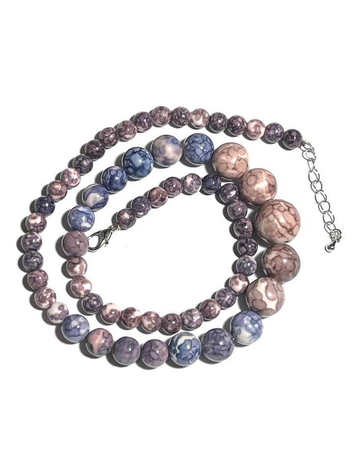 COLLANA CON PERLE A TORRE LUNGA 45 CM PIETRA  NATURALE MULTICOLORE 6-14 MM - Immagine 4 di 4