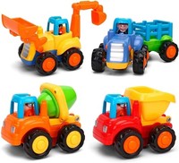 Moontoy Spielzeugauto 4Er Set Bagger Traktor Kipper Bulldozer