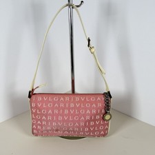 BVLGARI Pink Logomania Canvas Pochette Baguette Bag