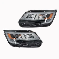 Labwork Right+Left Headlights For Ford Explorer 2016-18 Halogen W/LED DRL Chrome