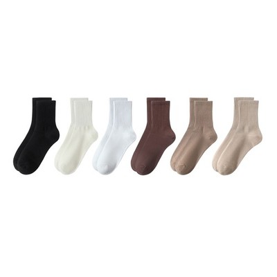 VWU Women Men Crew Socks Cotton Dress Ankle 5-9, 6 Neutral Color 