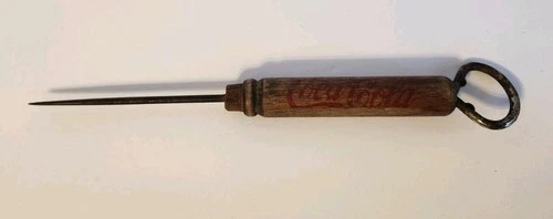 Vintage Coca-Cola Ice Pick and Bottle Opener w/ Wood Handle