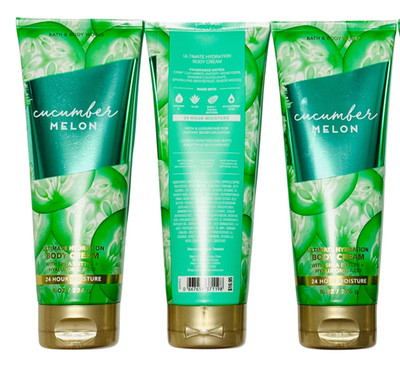 Bath & Body Works CUCUMBER MELON Ultimate Hydration Body Cream 8 oz (3-Pack)