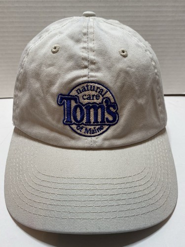 Natural Care Tom's of Maine Tan Adjustable Strap-Back Hat Embroidered Logo USA