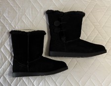 SO Botas de Gamuza Negras Forradas de Piel Talla 10 Nuevas con Caja Bonitas