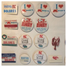 😮CHOOSE ~ HUGE LOT ~ Kmart  Pinback Buttons ~ Red Lobster Name Tag 