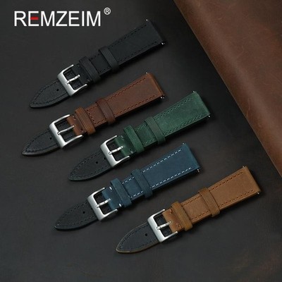 New Crazy Horse Leather Watch Strap 18mm 19mm 20mm 21mm 22mm Quick Release Band