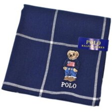 Polo Ralph Lauren Bear Mens Handkerchief Cotton Navy Made in Japan New