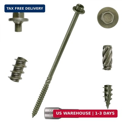 50 PCS(2.9 lb), #14 X 6 Heavy-Duty Timber Screws, Exterior Lag Structural Wood S