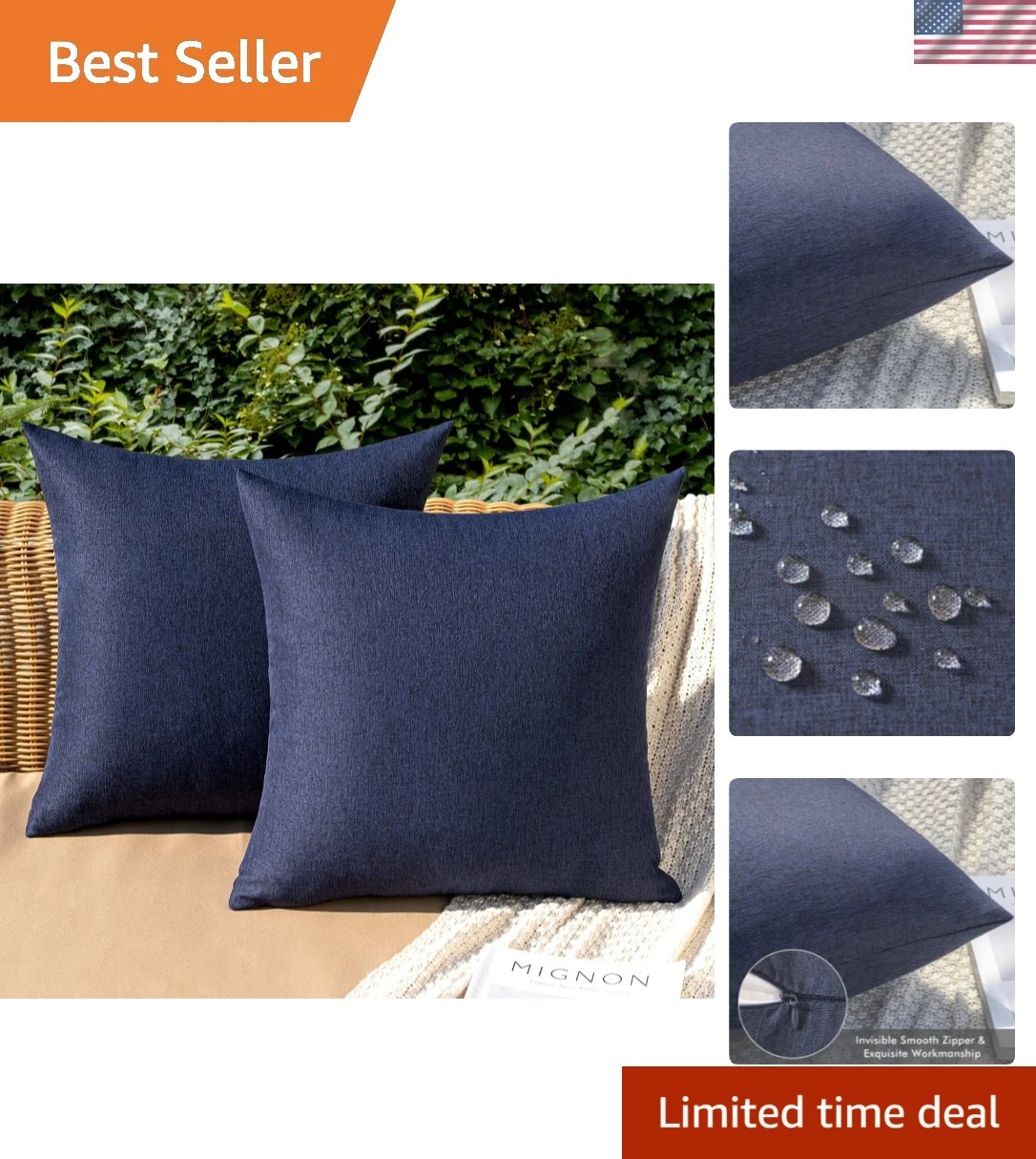 Pack of 2 Decorative Outdoor Solid Waterproof Throw Pillow Covers Faux Linen ...
Opens in a new wind