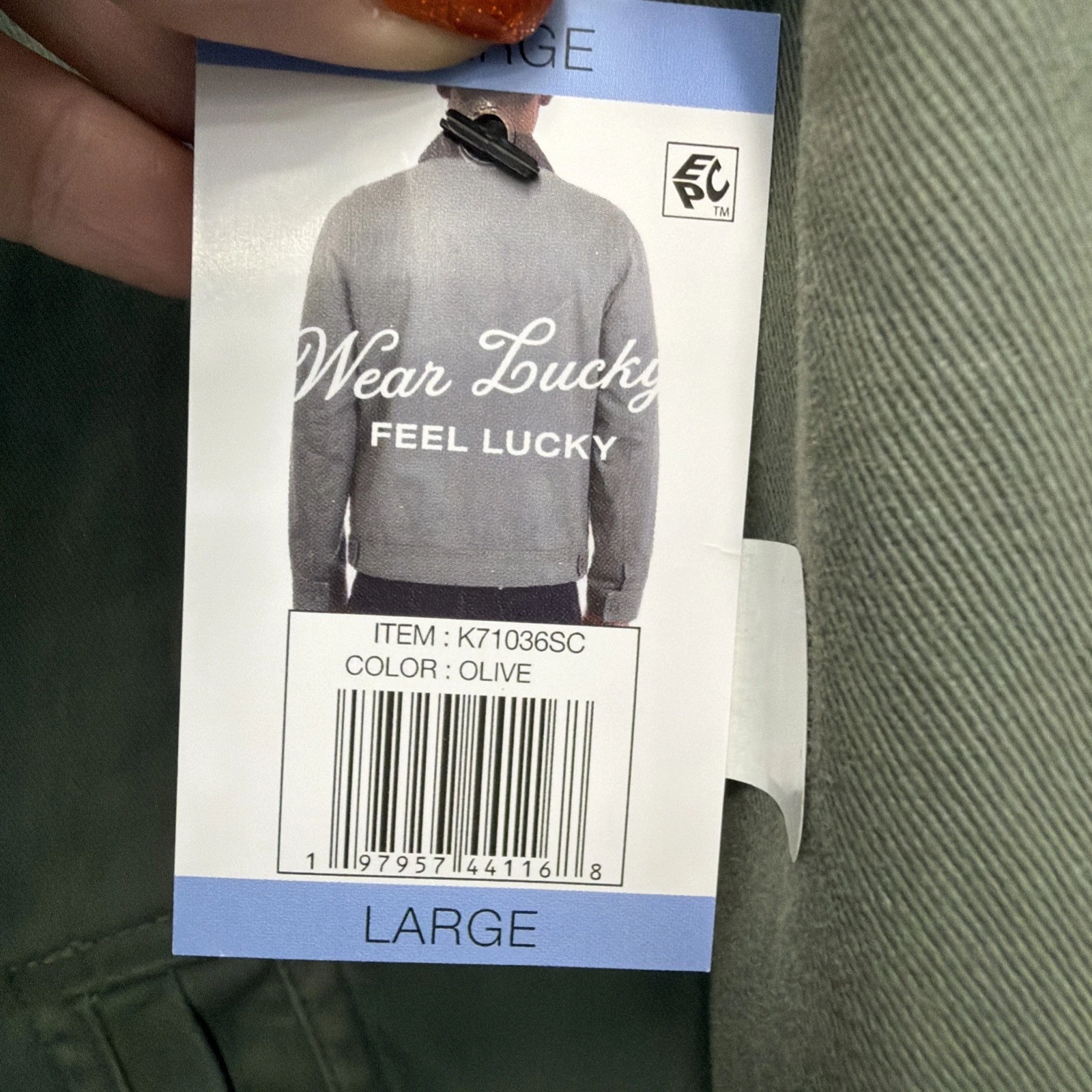 Men's L Green LUCKY BRAND FULL ZIP Bomber Jacket, 3-pockets, BRAND NEW WITH TAGS image 3