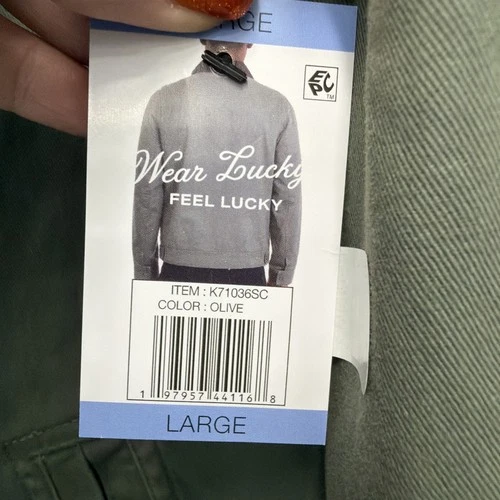 Men's L Green LUCKY BRAND FULL ZIP Bomber Jacket, 3-pockets, BRAND NEW WITH TAGS image 3