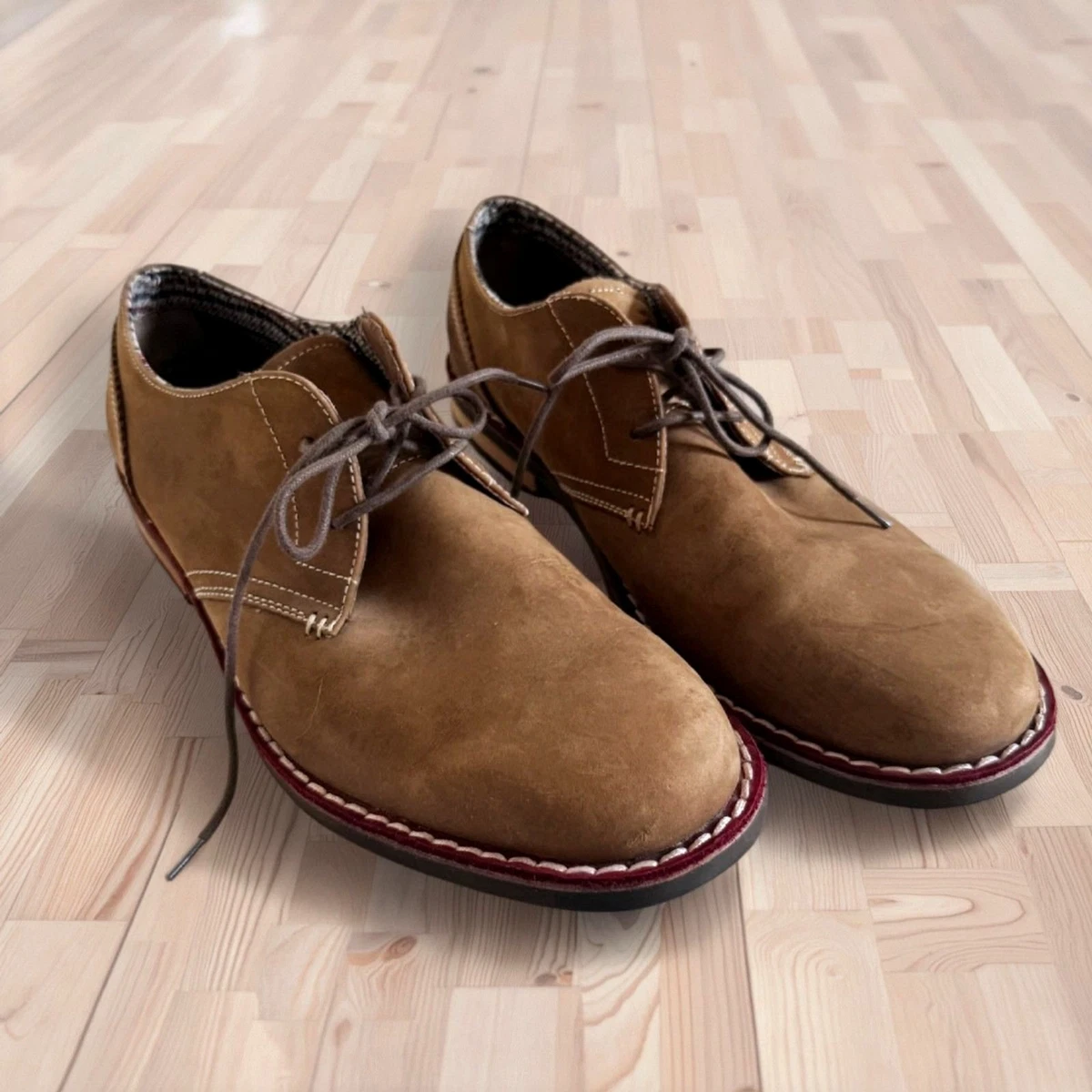 Original Penguin Men\'s WADE TAN Footwear 8.0  Genuine Leather Lace Up Soft Suede Penguin Brown Dress Shoes for Men for sale | eBay main image 3