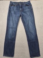 Levis 514 Jeans Mens 34x34 Blue Denim Slim Straight Fit Leg Stone Wash Red Tab