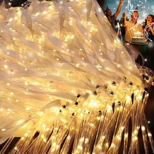 10-60Pcs Light up Wands for Wedding Ribbon Wands Glow Fairy Wands with Bells