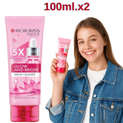 2x ROJUKISS Glow & Bright Serum Cleanser Clear Facial Foam Skin Radiant 100ml
