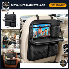 Backseat Organizer with Tablet Holder, Storage Pocket  Foldable Tray - Car Acce