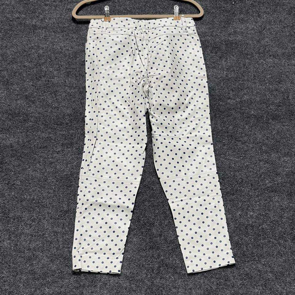 Pantalones Colección Ralph Lauren Mujer 8 Blanco Púrpura Etiqueta Lunares Cuero Foto 2 de 4