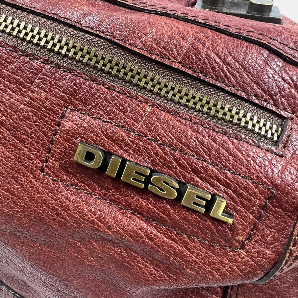 Diesel Vintage Leather Duffle Bag Brown Distressed Weekender Travel Carryall - Image 2 of 4