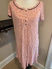 Secret Treasures nightgown large l rayon blend knit pink buttons pintuck