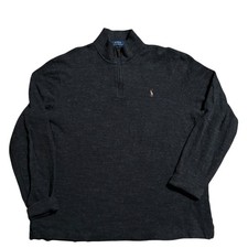 Polo Ralph Lauren Estate Rib Charcoal Heather 1/4 Zip Pullover Sweater Large 