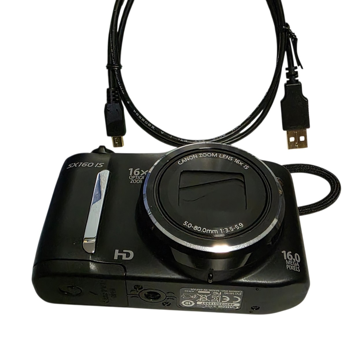 Canon PowerShot SX160 IS 16MP Digital Camera Black 16GB SD Card