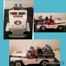 1960'S POLICE PATROL JEEP 110 FRICTION POWERED W/SIREN JAPAN NEAR MINT 