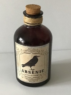 Raven  ARSENIC Bottle Slow And Painful Glitter  Decor 6'' tall