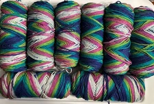 LOT of 8 Skeins I LOVE THIS YARN! Print Jazz Stripe 4.9-5.0oz