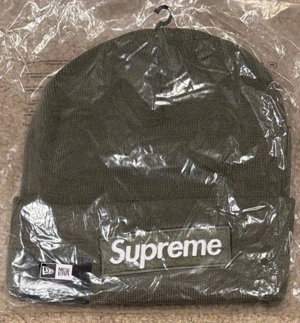 NWT Supreme New Era Box Logo Beanie FW24 OS Olive FREE SHIPPING!
