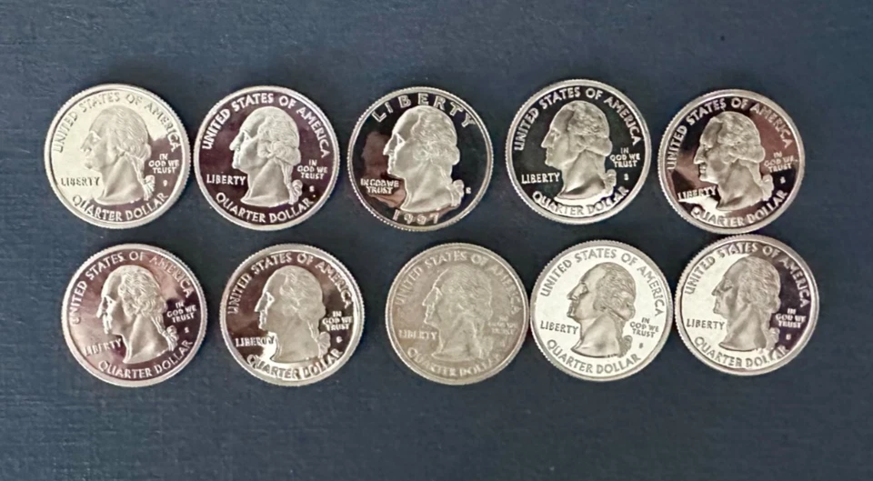 Lot (10) Silver US Proof State Quarters 25c $2.50 Face Value Silver - No Reserve - Image 2 of 2