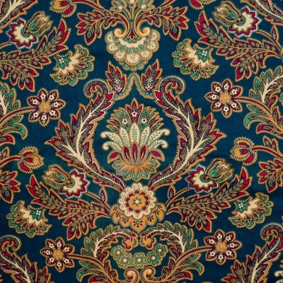 Vtg Sharon Kessler Quilting Fabric Cotton BTHY Red Brown Pasiley on Green