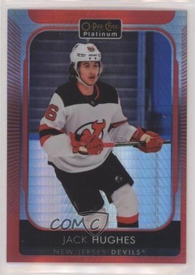 2021-22 O-Pee-Chee Platinum Red Prism 156/199 Jack Hughes #166 00d2