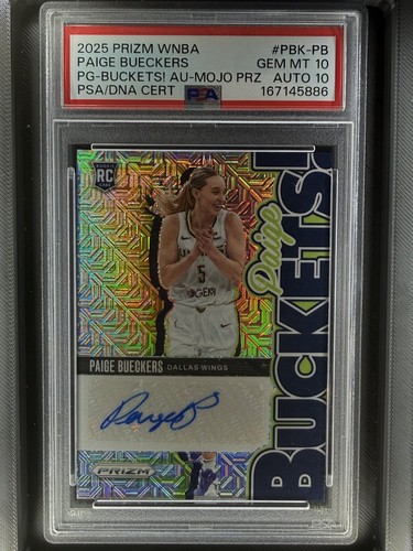 PAIGE BUECKERS 2025-26 PRIZM BUCKETS! MOJO ROOKIE RC AUTO /25 PSA 10 Q3420