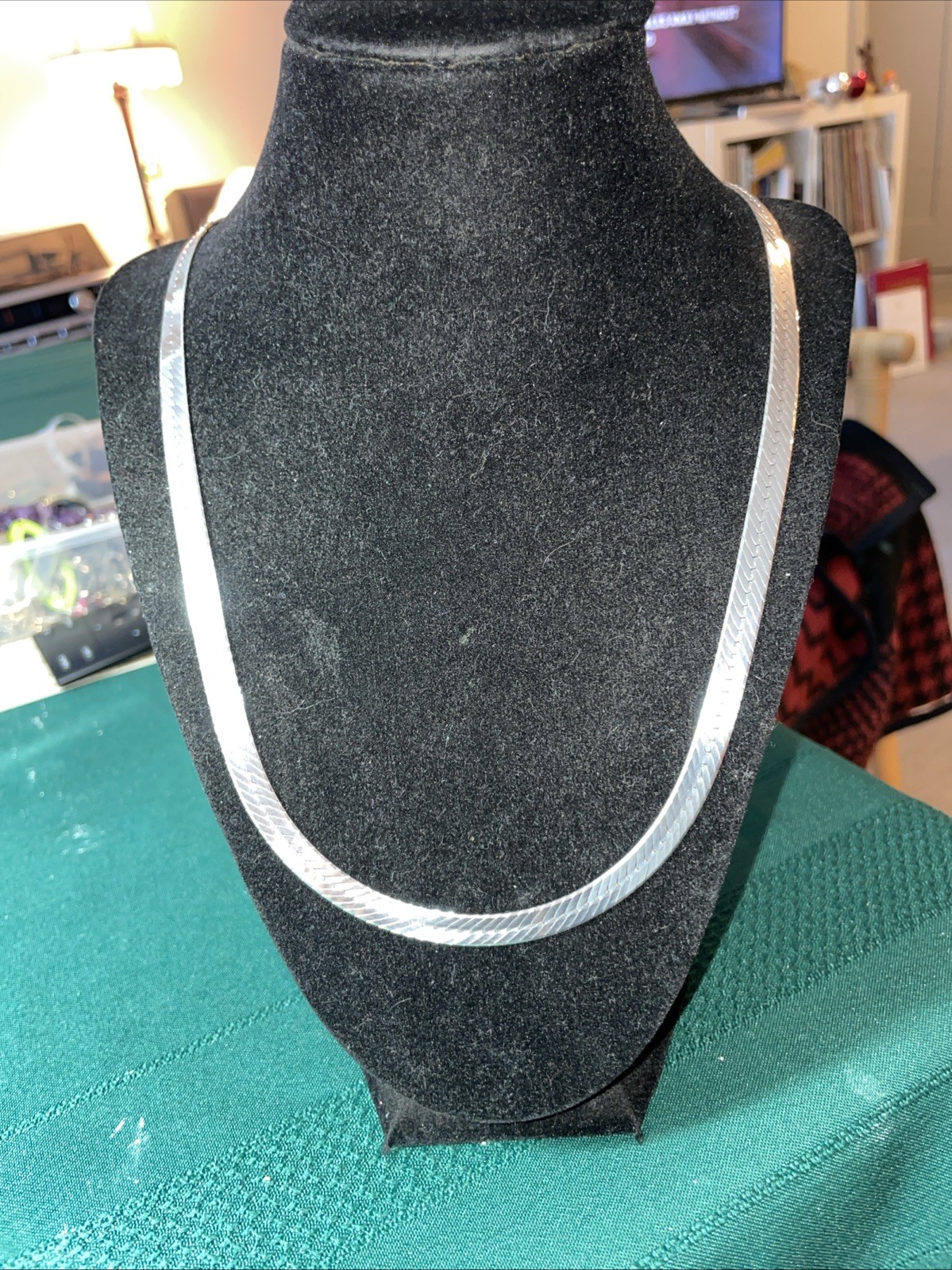 Solid 925 Sterling Silver Italian Herringbone Cha… - image 2