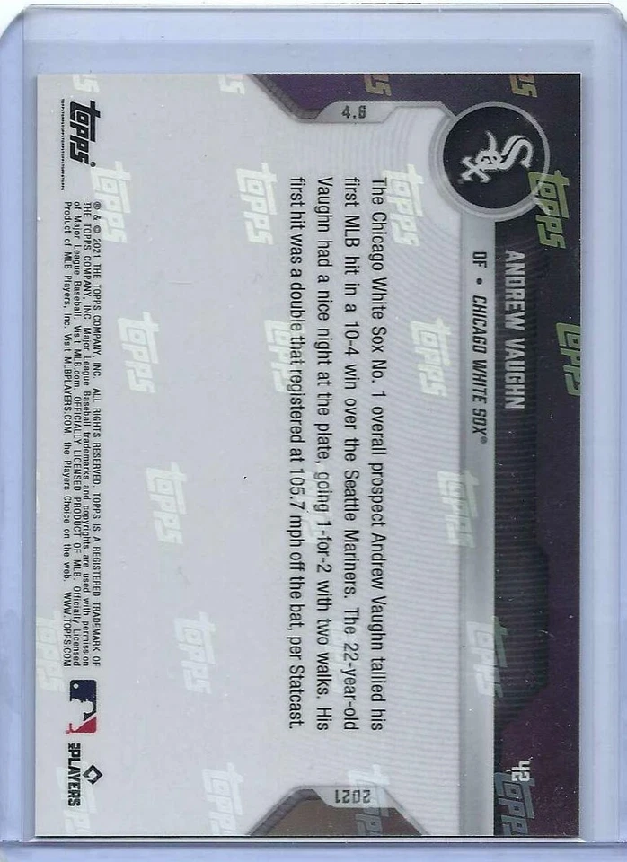 Andrew Vaughn 2021 Topps Now Rookie RC #42 Blue /49 - Brewers Star! SHIPS ASAP! - Image 2 of 2