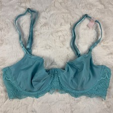 Victoria's Secret Dream Angels Unlined Smooth Lace Balconette Bra Aqua Blue 34C