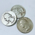 WASHINGTON SILVER QUARTERS LOT OF 3. 90% SILVER CIRCULATED COINS FREE SHIP #8827