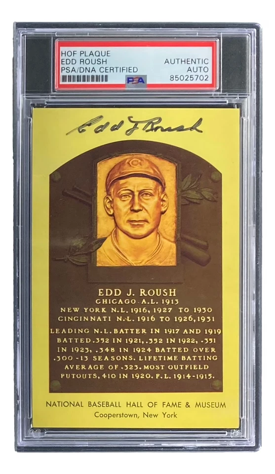 Edd Roush Signed 4x6 Chicago White Sox HOF Plaque Card PSA/DNA 85025702 - Image 3 of 3